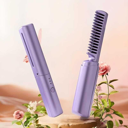 Meneflix Mini Hair Straightener - Cordless Rechargeable Portable Hot Comb