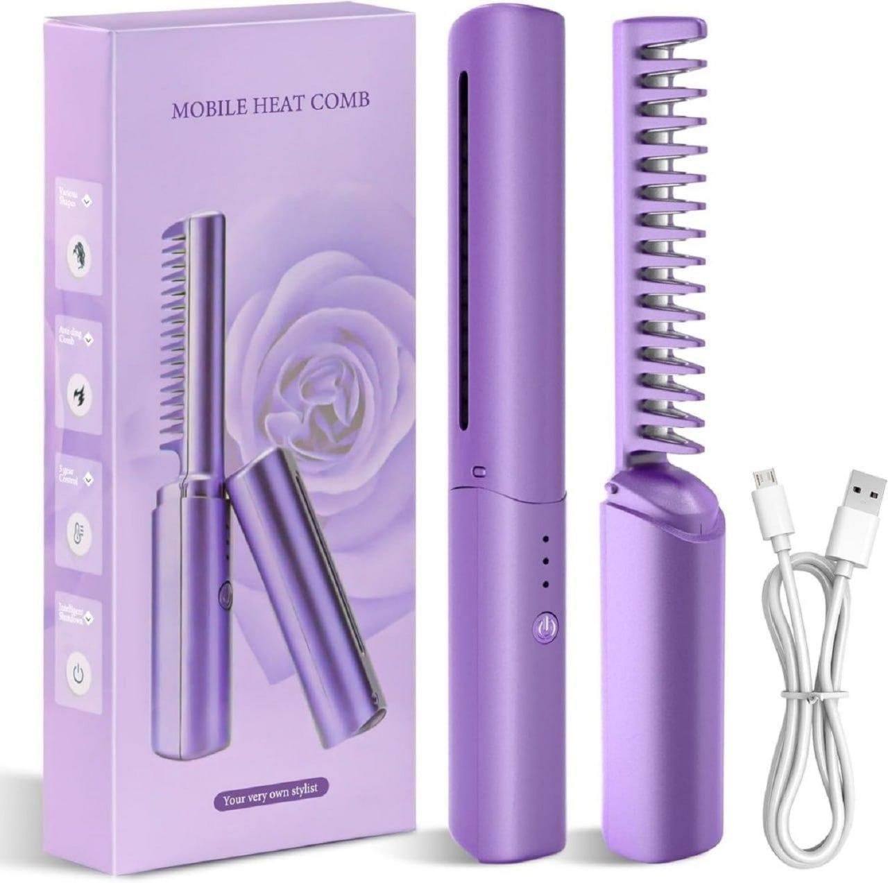 Meneflix Mini Hair Straightener - Cordless Rechargeable Portable Hot Comb