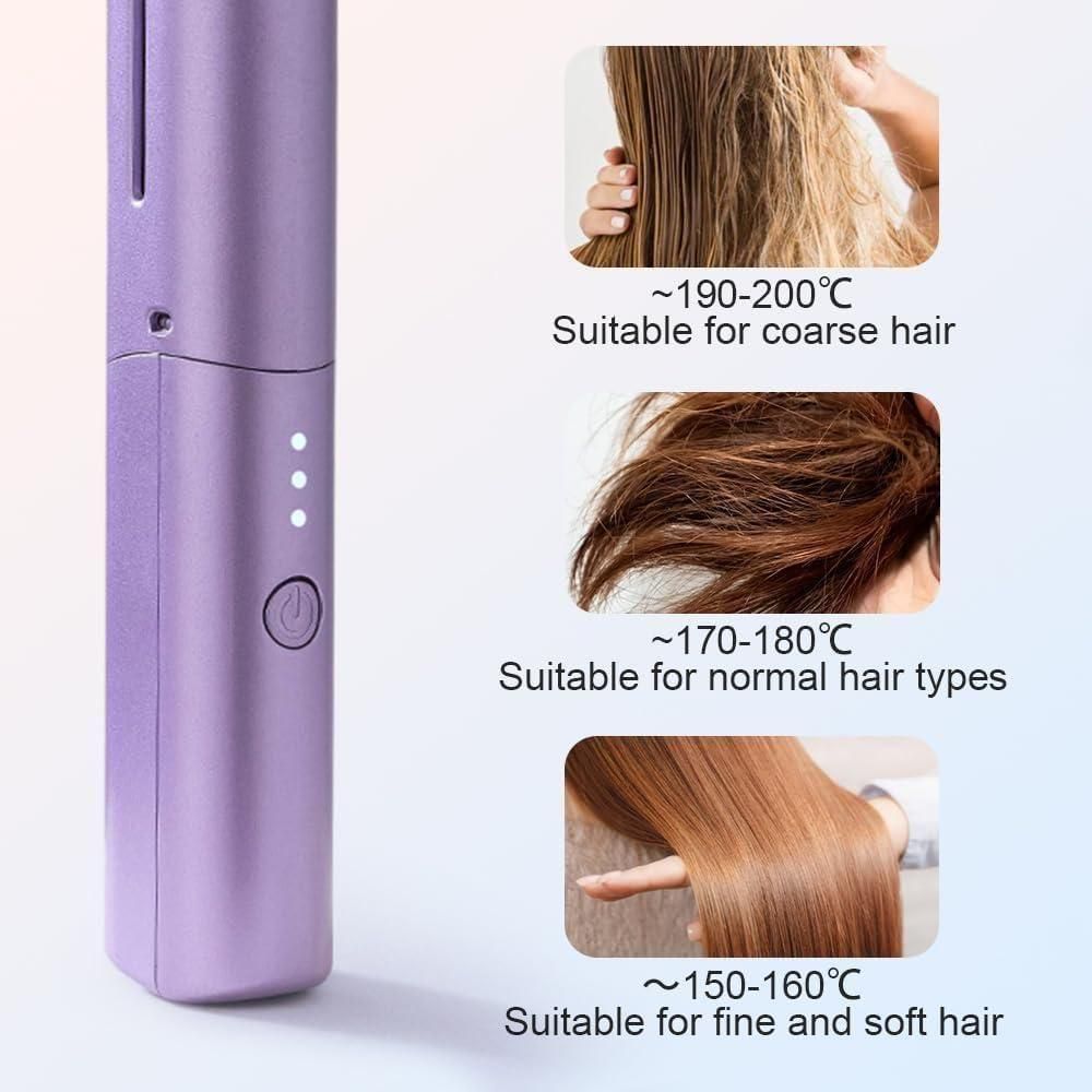 Meneflix Mini Hair Straightener - Cordless Rechargeable Portable Hot Comb