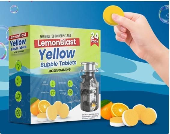 LemonBlast Yellow Bubble Tablets – Odor Eliminator + Blockage Remover( 12 + 12 FREE )